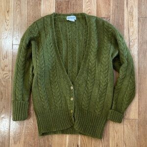 Vintage Woodward’s Green Mohair Cardigan Sweater
